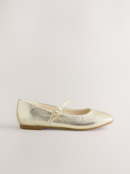 Gold Leather Standard Fit (F) Mary Jane Shoes image 2