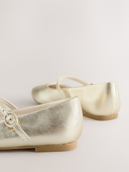 Gold Leather Standard Fit (F) Mary Jane Shoes image 3
