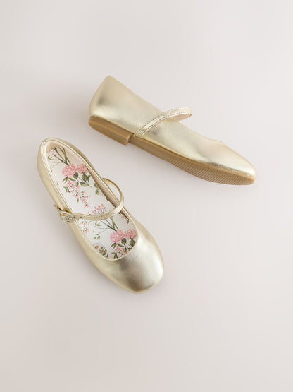 Gold Leather Standard Fit (F) Mary Jane Shoes image 4