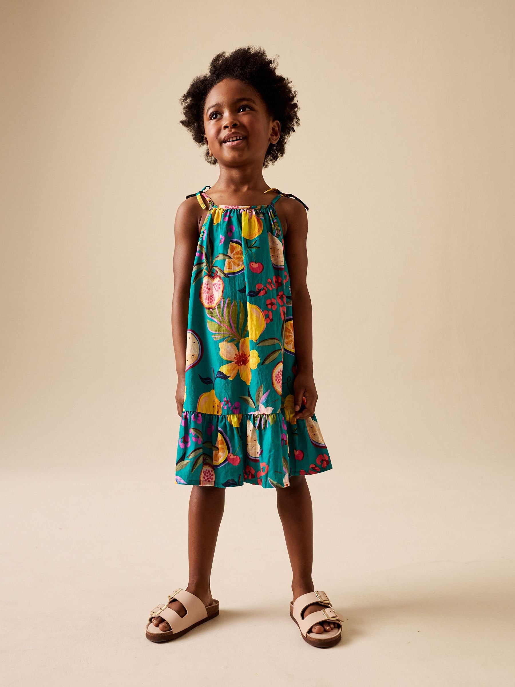 Green Tropical Angel Sleeve Dress (3-16yrs) image 1
