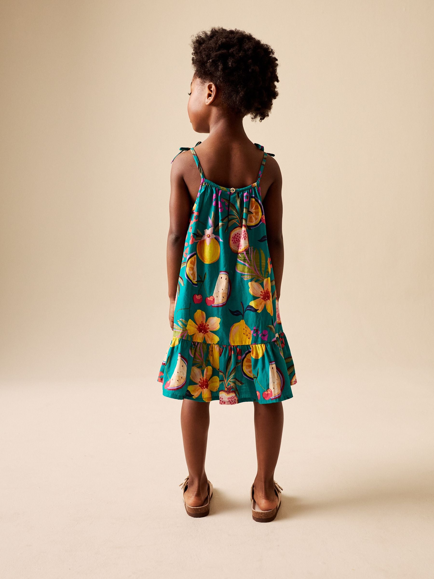 Green Tropical Angel Sleeve Dress (3-16yrs) image 3
