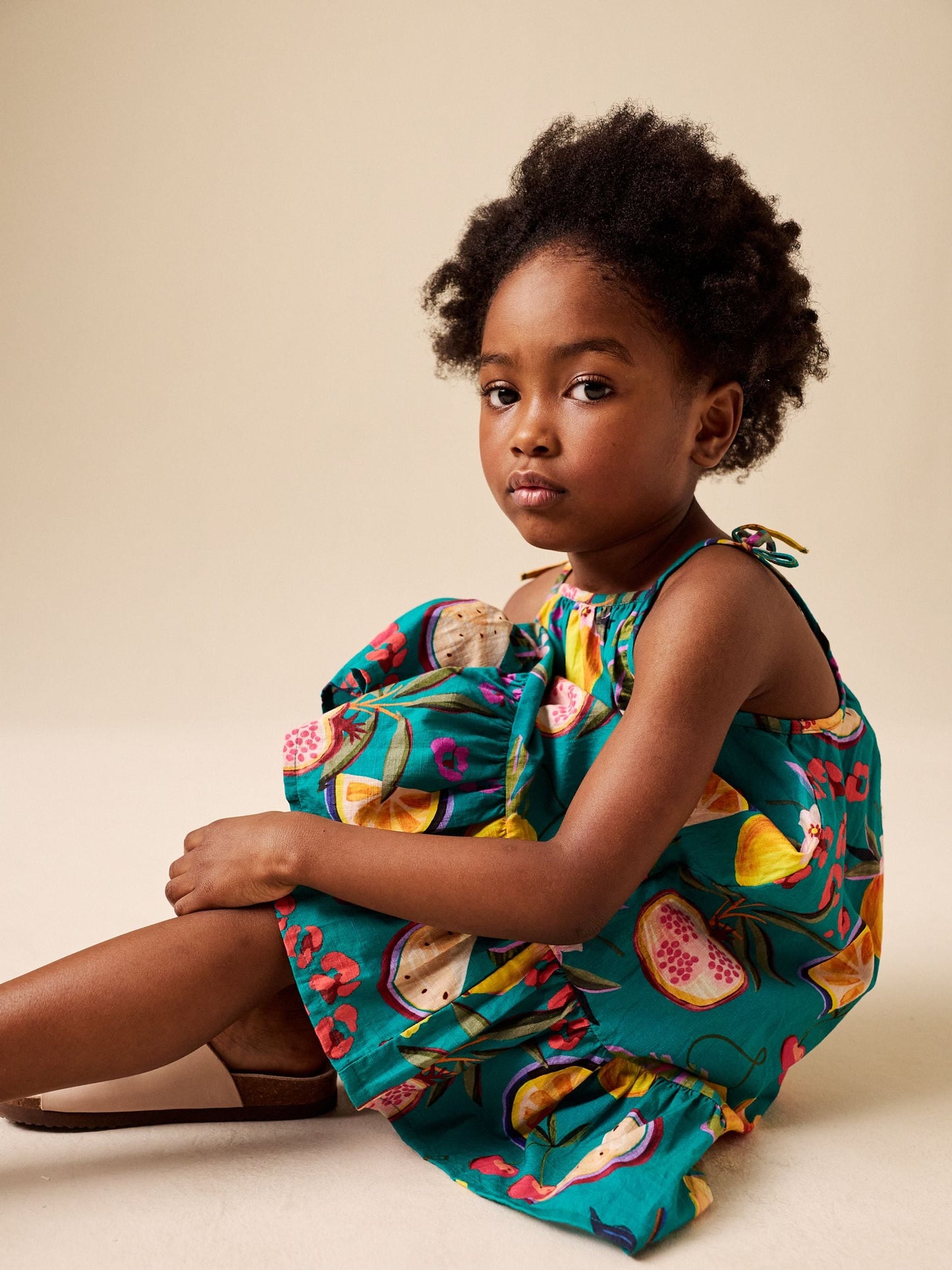 Green Tropical Angel Sleeve Dress (3-16yrs) image 4