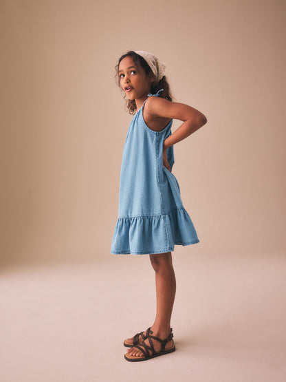 Blue Denim Angel Sleeve Dress (3-16yrs) image 3