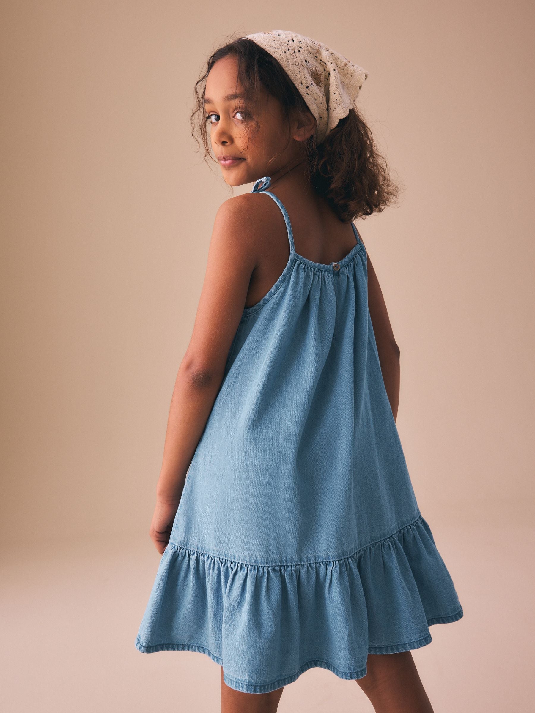 Blue Denim Angel Sleeve Dress (3-16yrs) image 4