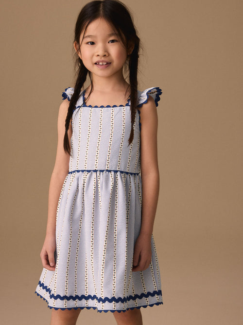 Blue/White Stripe Ruffle Dress (3-16yrs) image 1