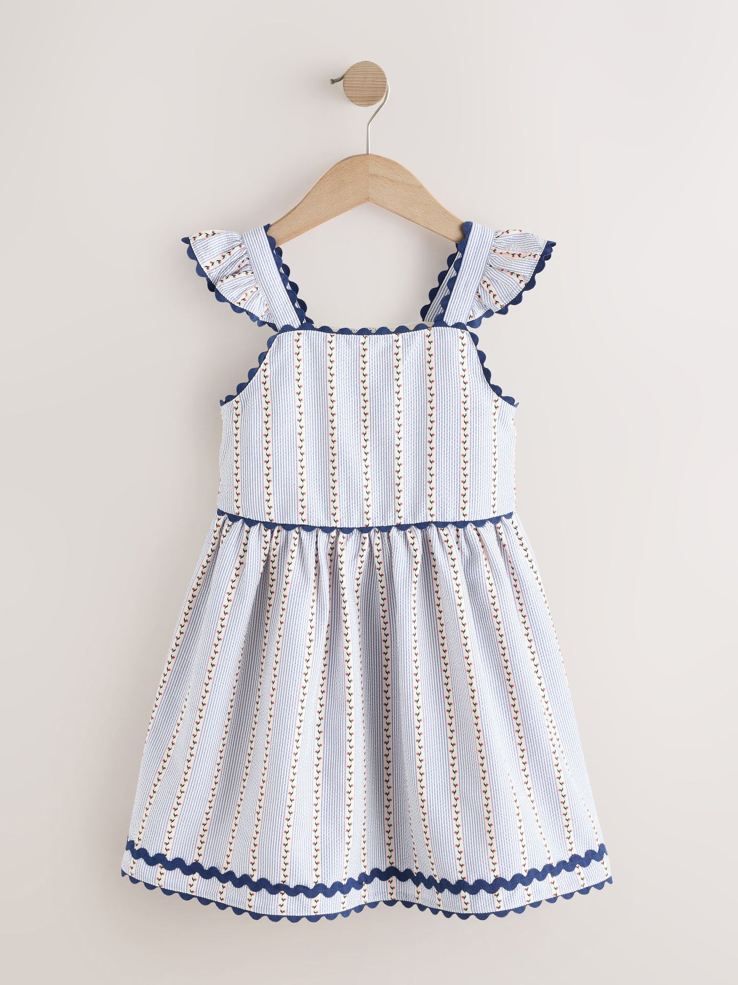 Blue/White Stripe Ruffle Dress (3-16yrs) image 5