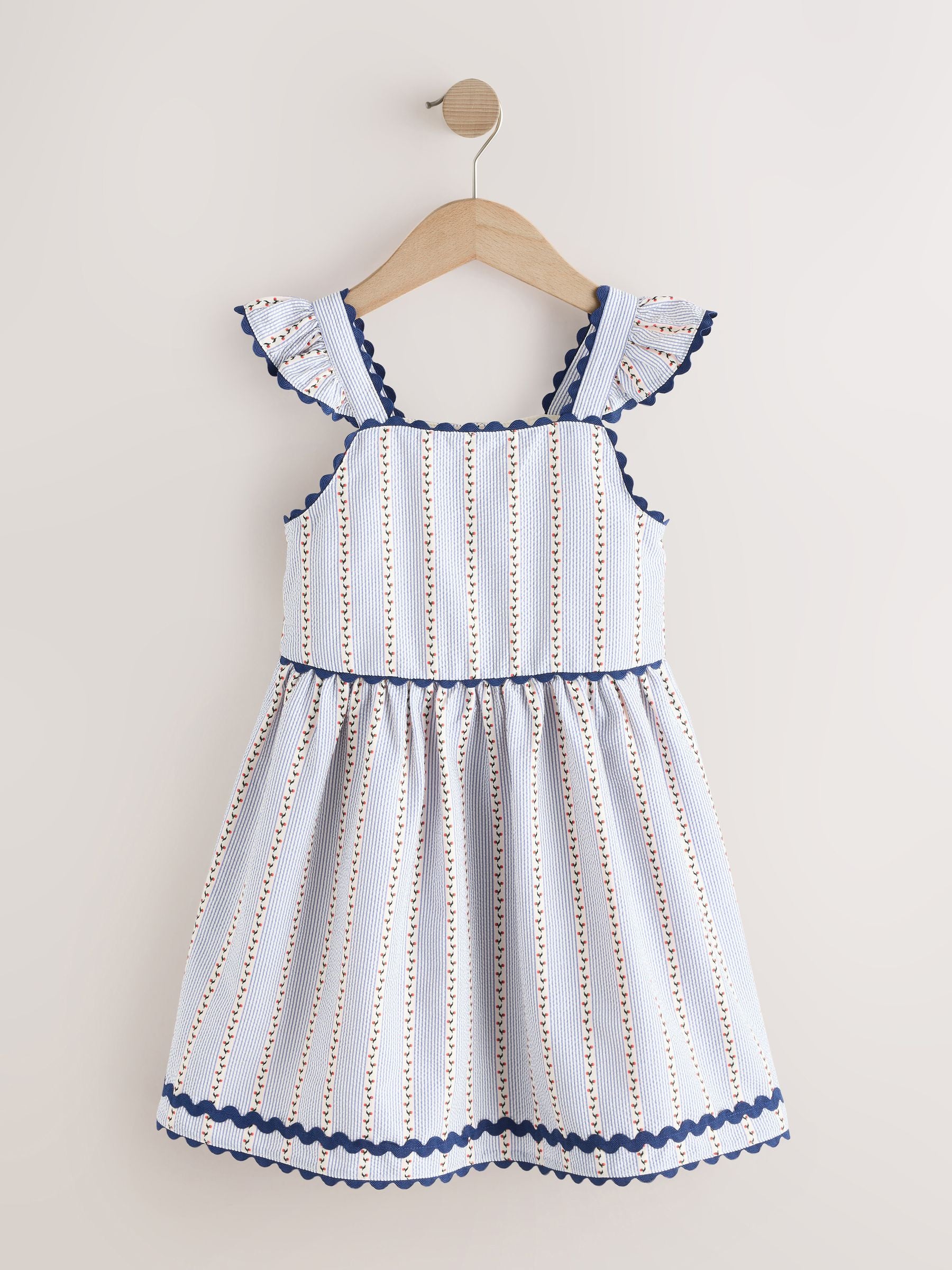 Blue/White Stripe Ruffle Dress (3-16yrs) image 5