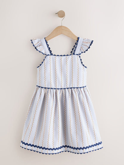 Blue/White Stripe Ruffle Dress (3-16yrs) image 5