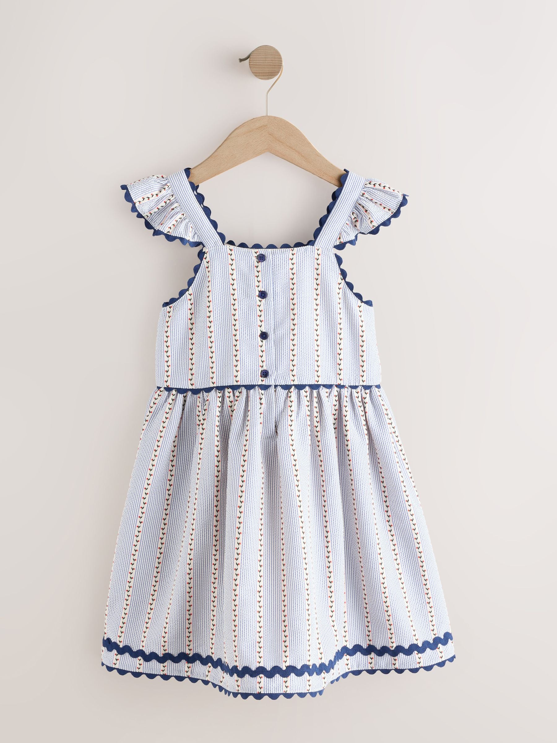 Blue/White Stripe Ruffle Dress (3-16yrs) image 6