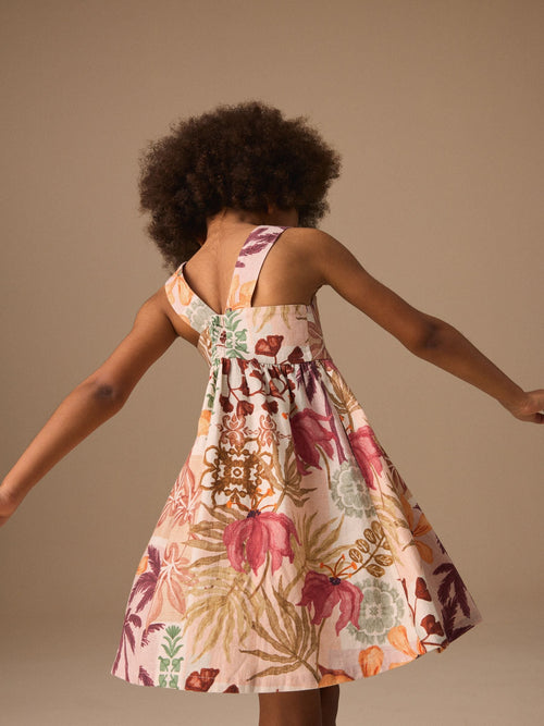 Chocolate Brown Linen Summer Dress (3-16yrs) image 1