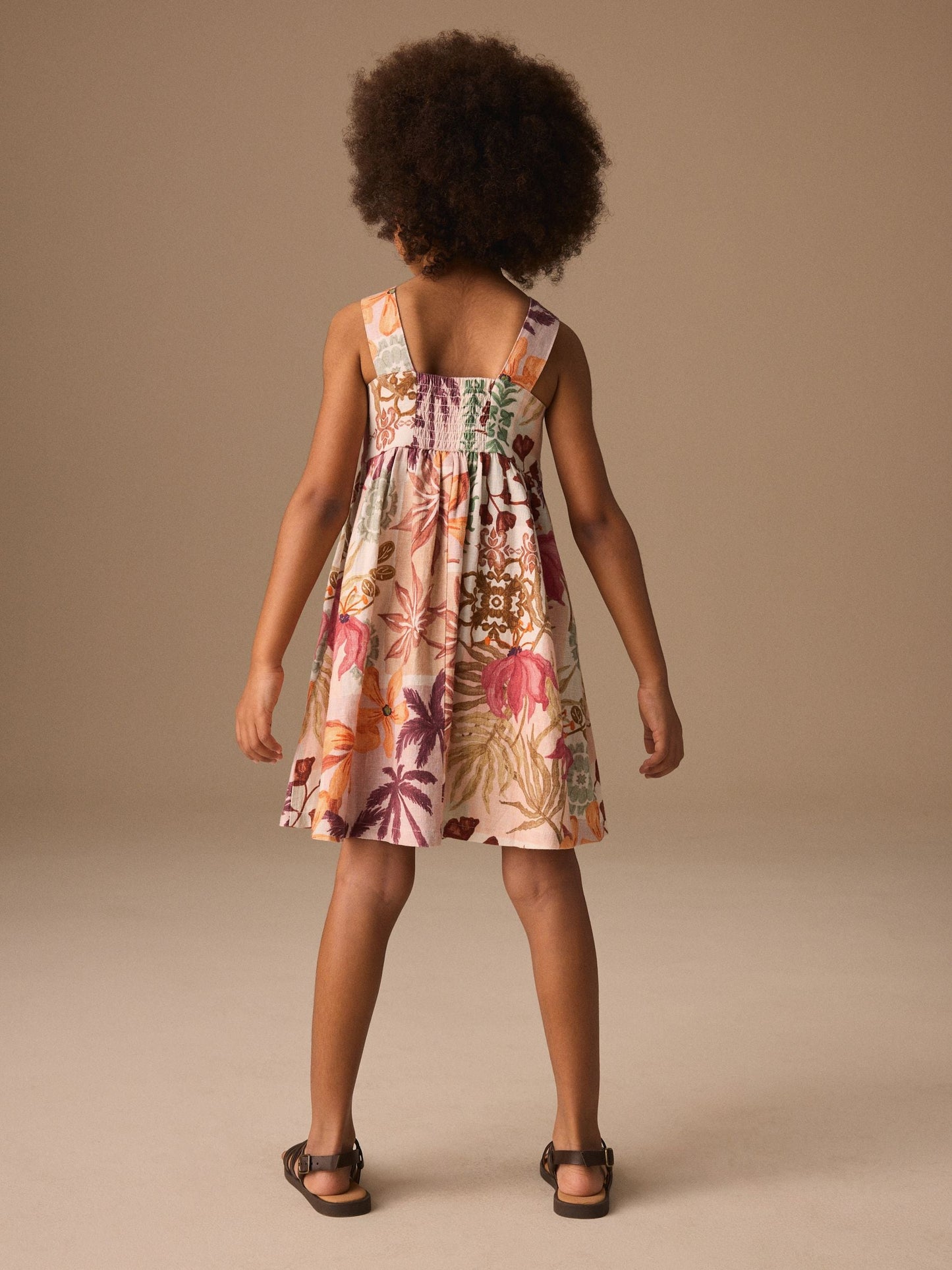 Chocolate Brown Linen Summer Dress (3-16yrs) image 3
