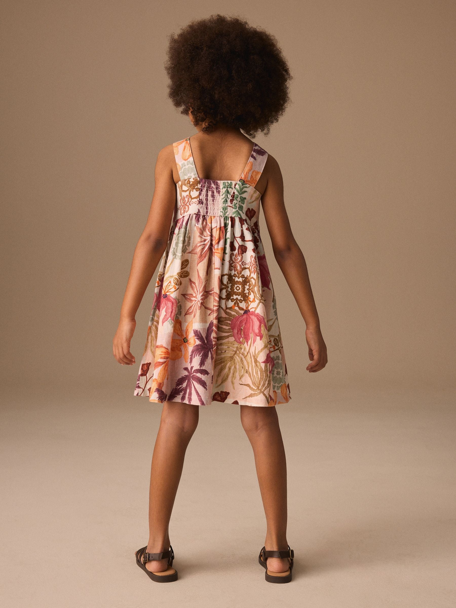 Chocolate Brown Linen Summer Dress (3-16yrs) image 3