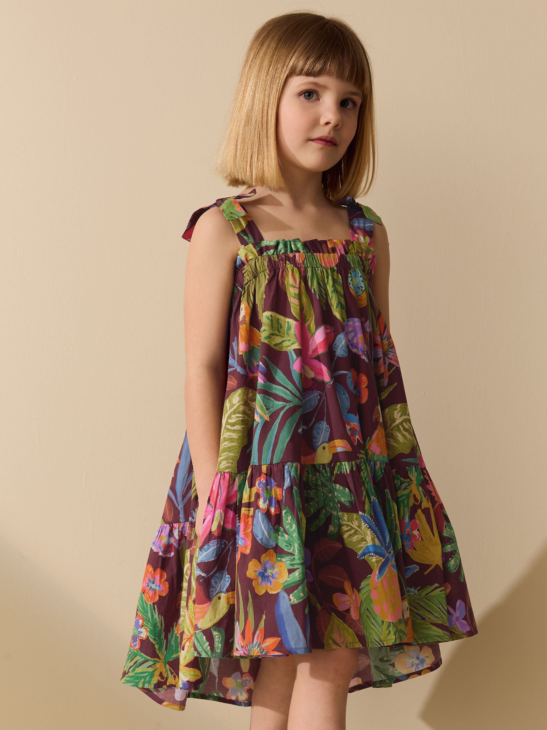 Tropical Strappy Frill Dress (3-16yrs) image 1
