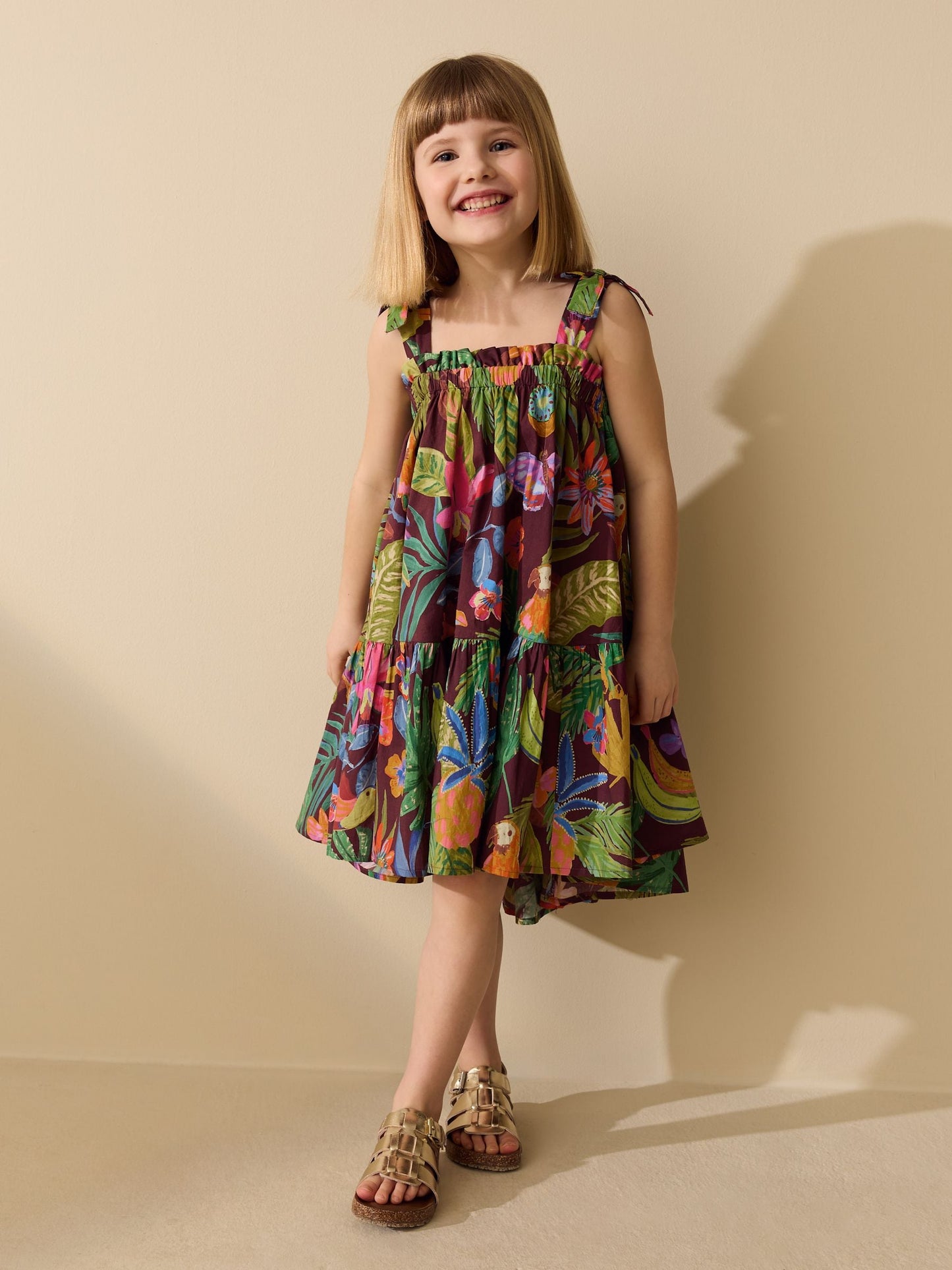 Tropical Strappy Frill Dress (3-16yrs) image 2