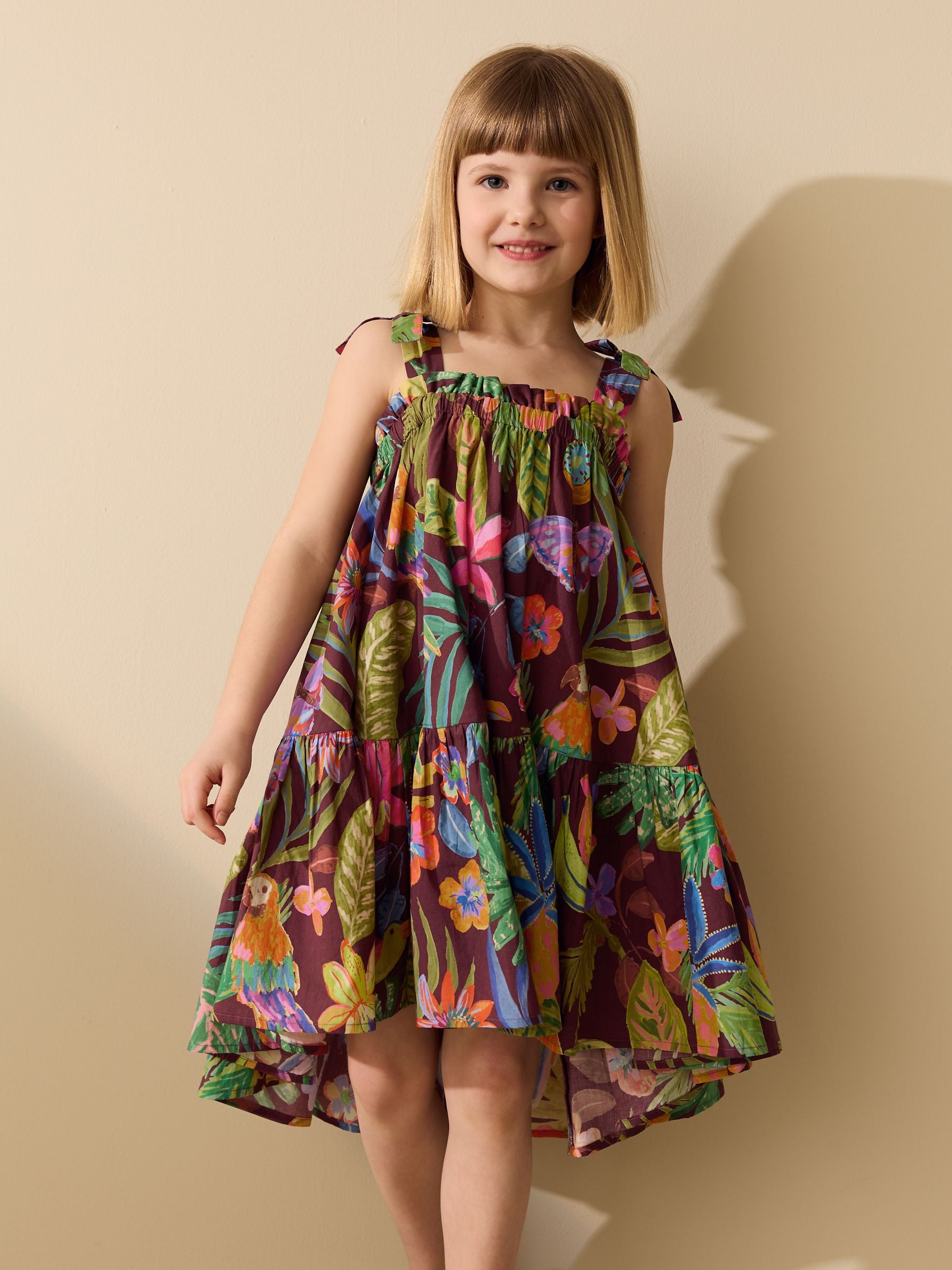 Tropical Strappy Frill Dress (3-16yrs) image 3