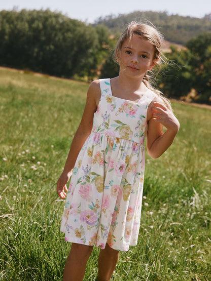 White Floral Linen Summer Dress (3-16yrs) image 2