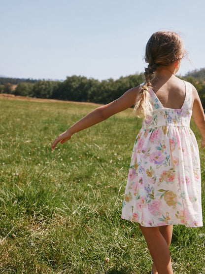 White Floral Linen Summer Dress (3-16yrs) image 3