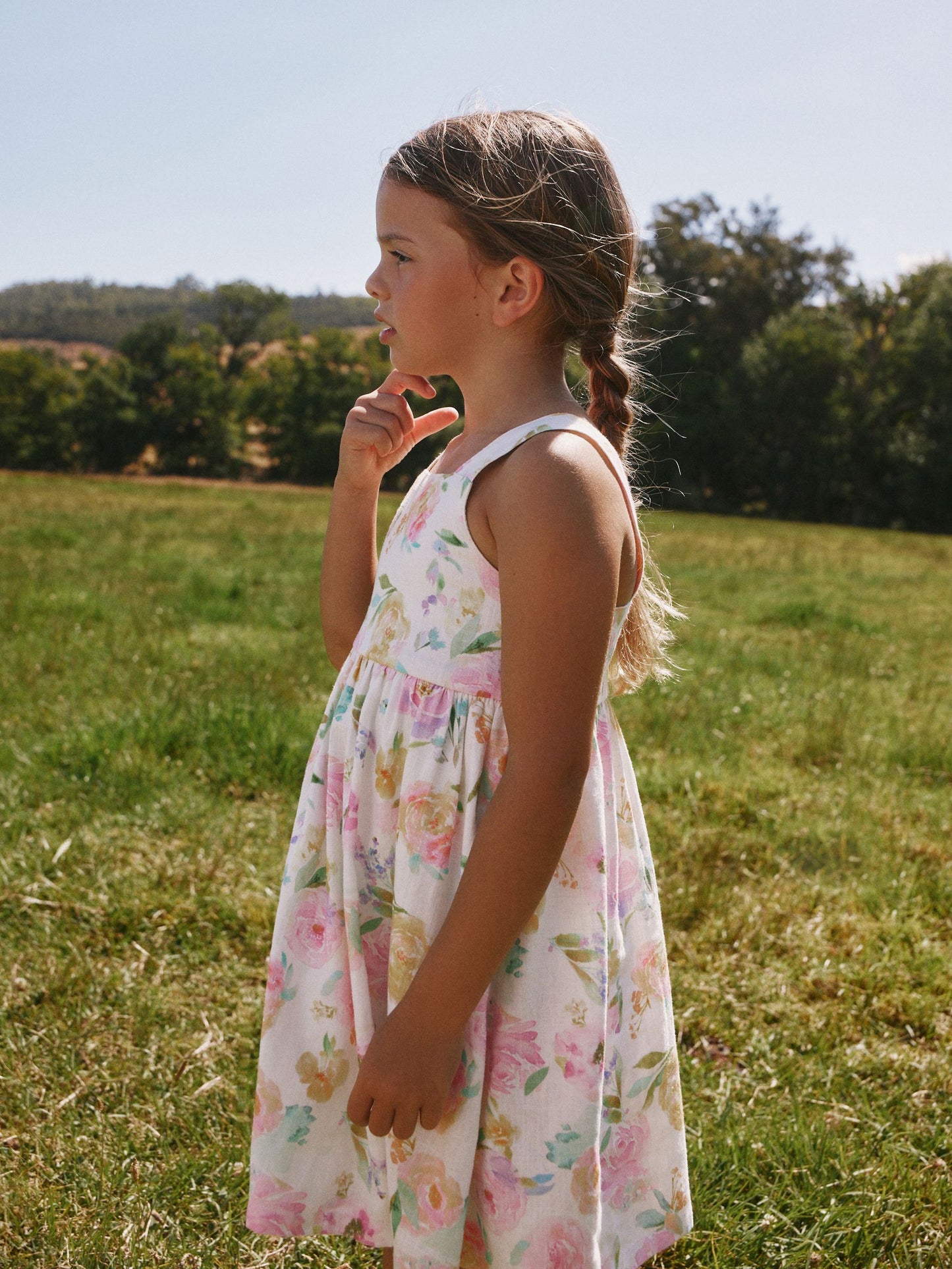 White Floral Linen Summer Dress (3-16yrs) image 4