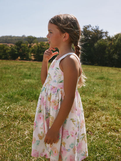White Floral Linen Summer Dress (3-16yrs) image 4