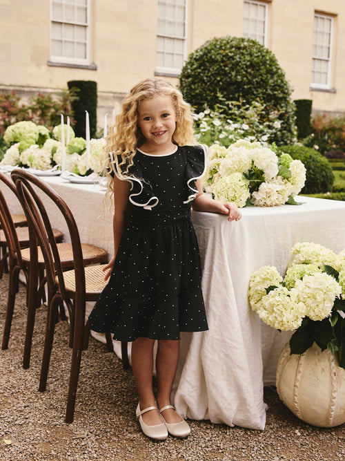 Dsiney Kidz - Black Spot Ruffle Sleeve Occasion Dress (3-16yrs) image 1