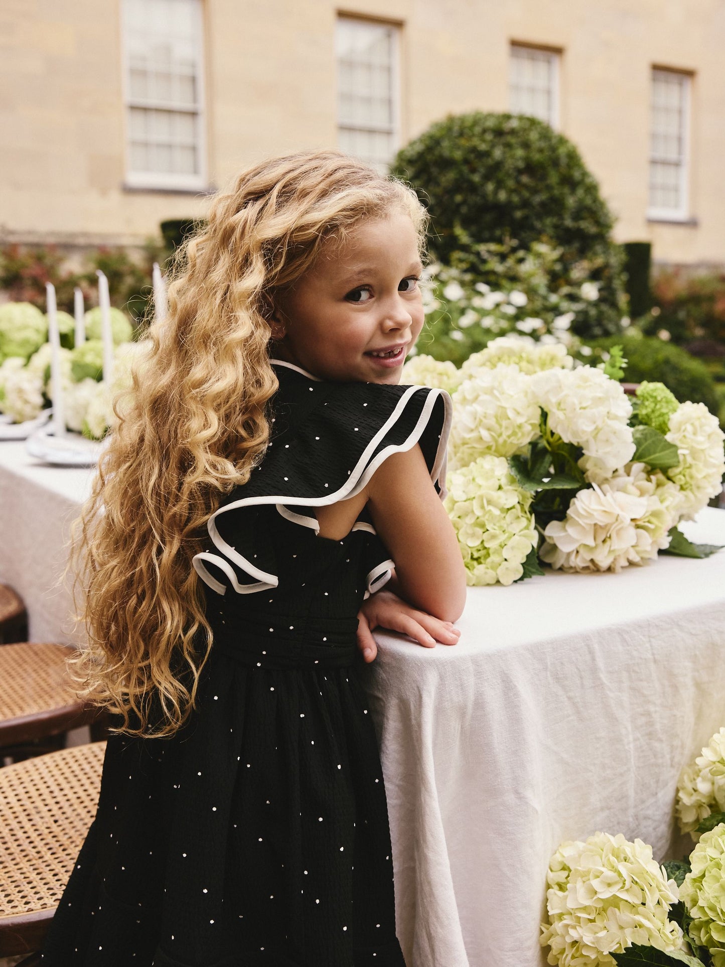 Black Spot Ruffle Sleeve Occasion Dress (3-16yrs) image 2