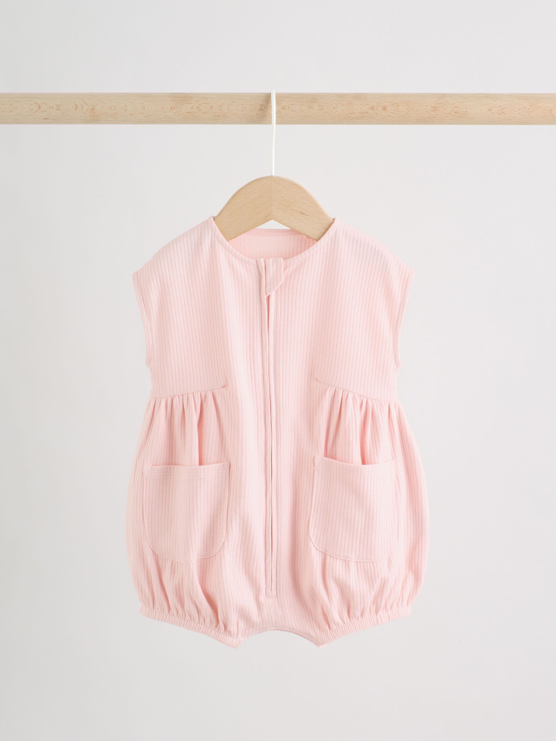 Pastel Colour Zip Through Baby Rompers 3 Pack image 3