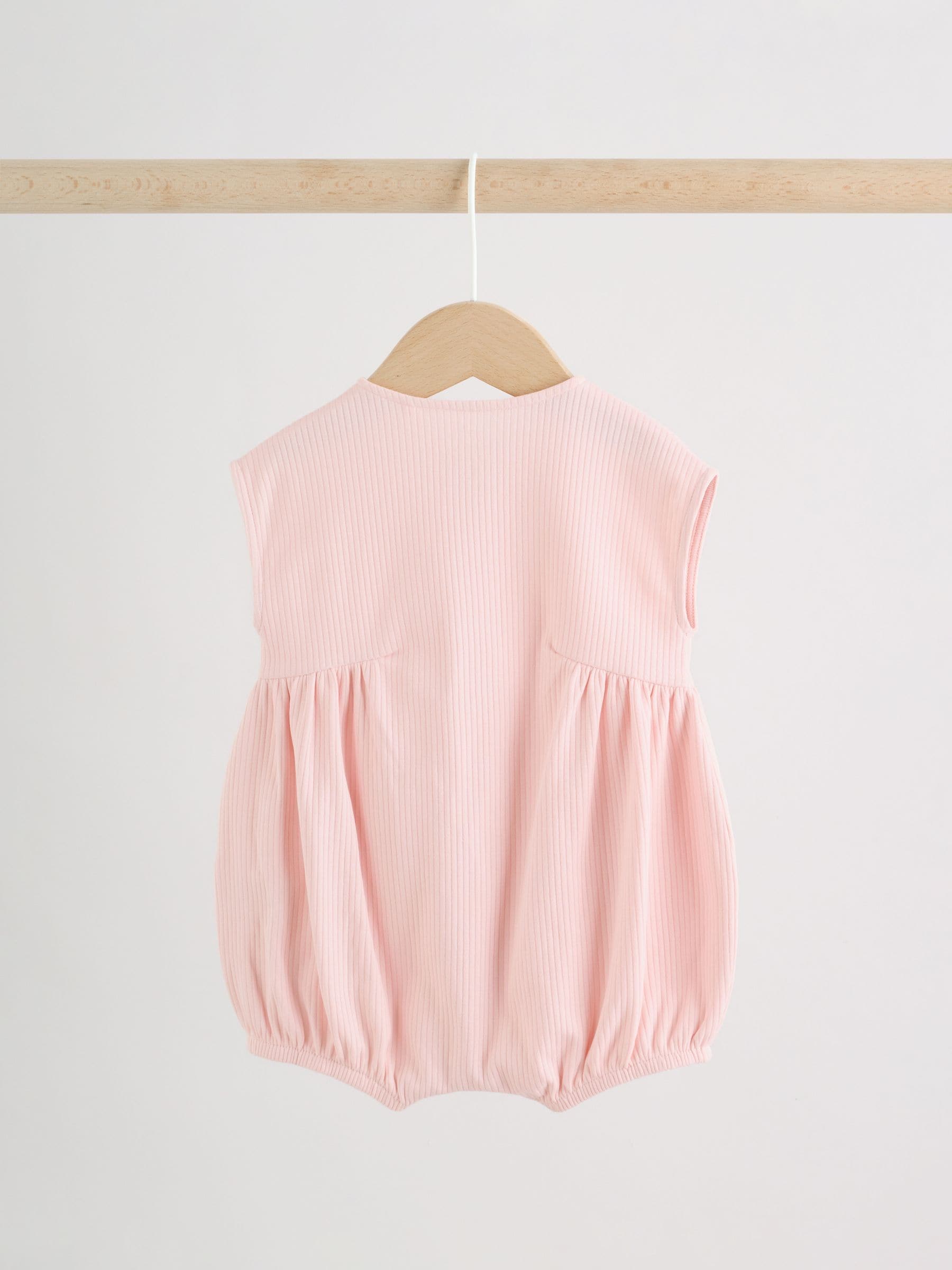 Pastel Colour Zip Through Baby Rompers 3 Pack image 4
