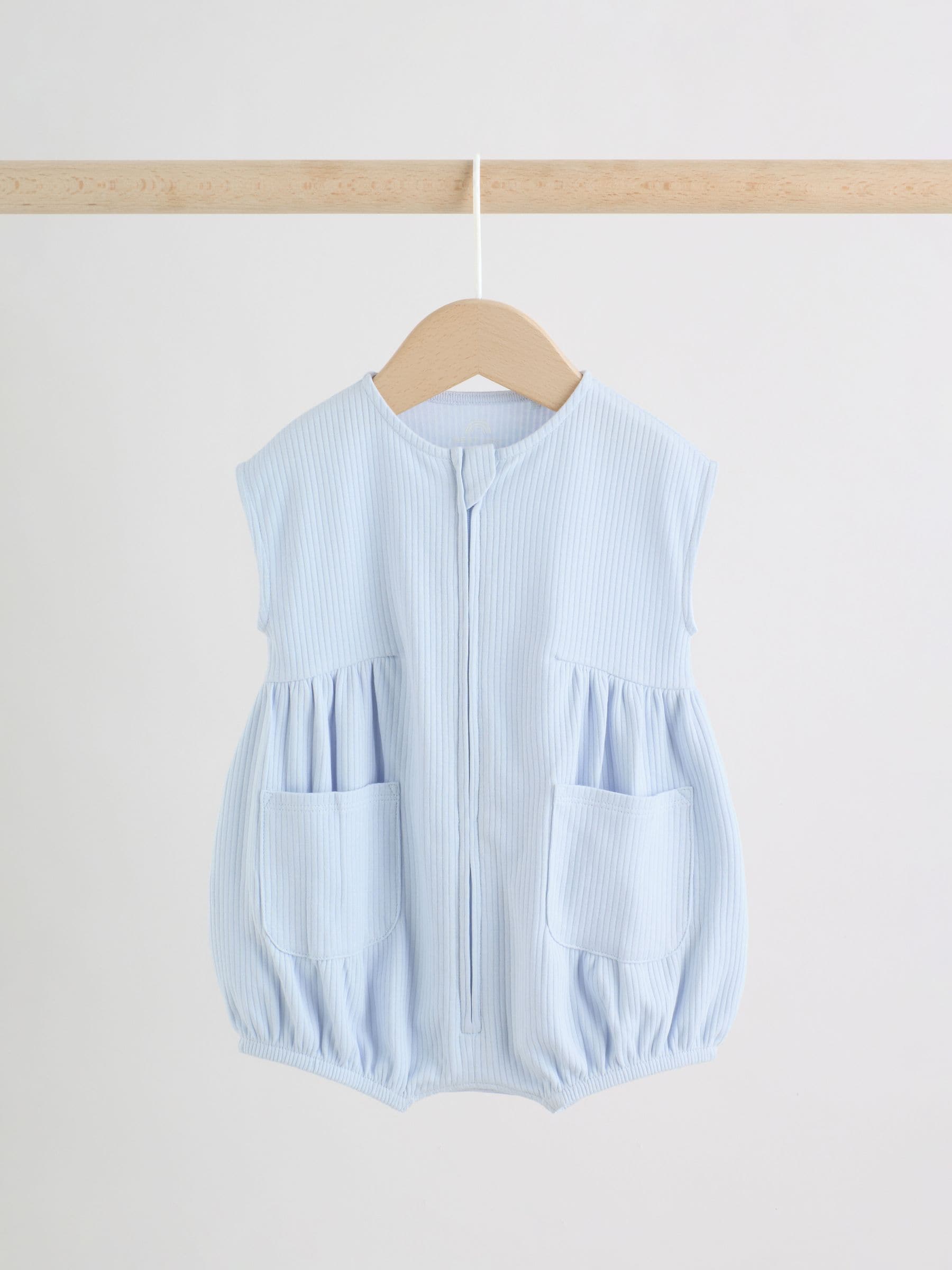 Pastel Colour Zip Through Baby Rompers 3 Pack image 6