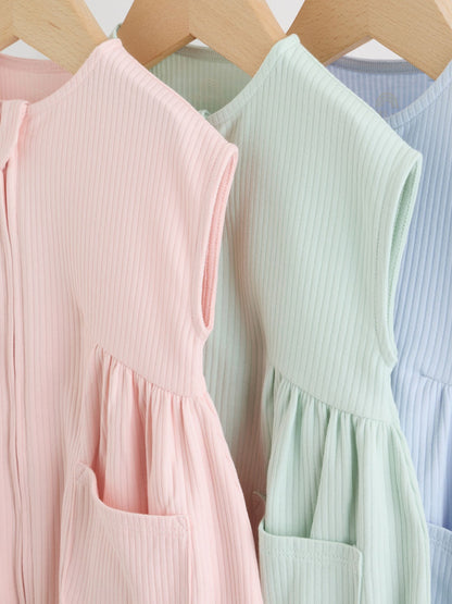 Pastel Colour Zip Through Baby Rompers 3 Pack image 7