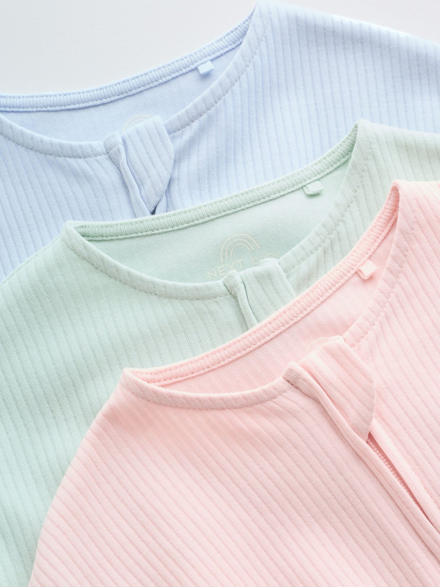 Pastel Colour Zip Through Baby Rompers 3 Pack image 8