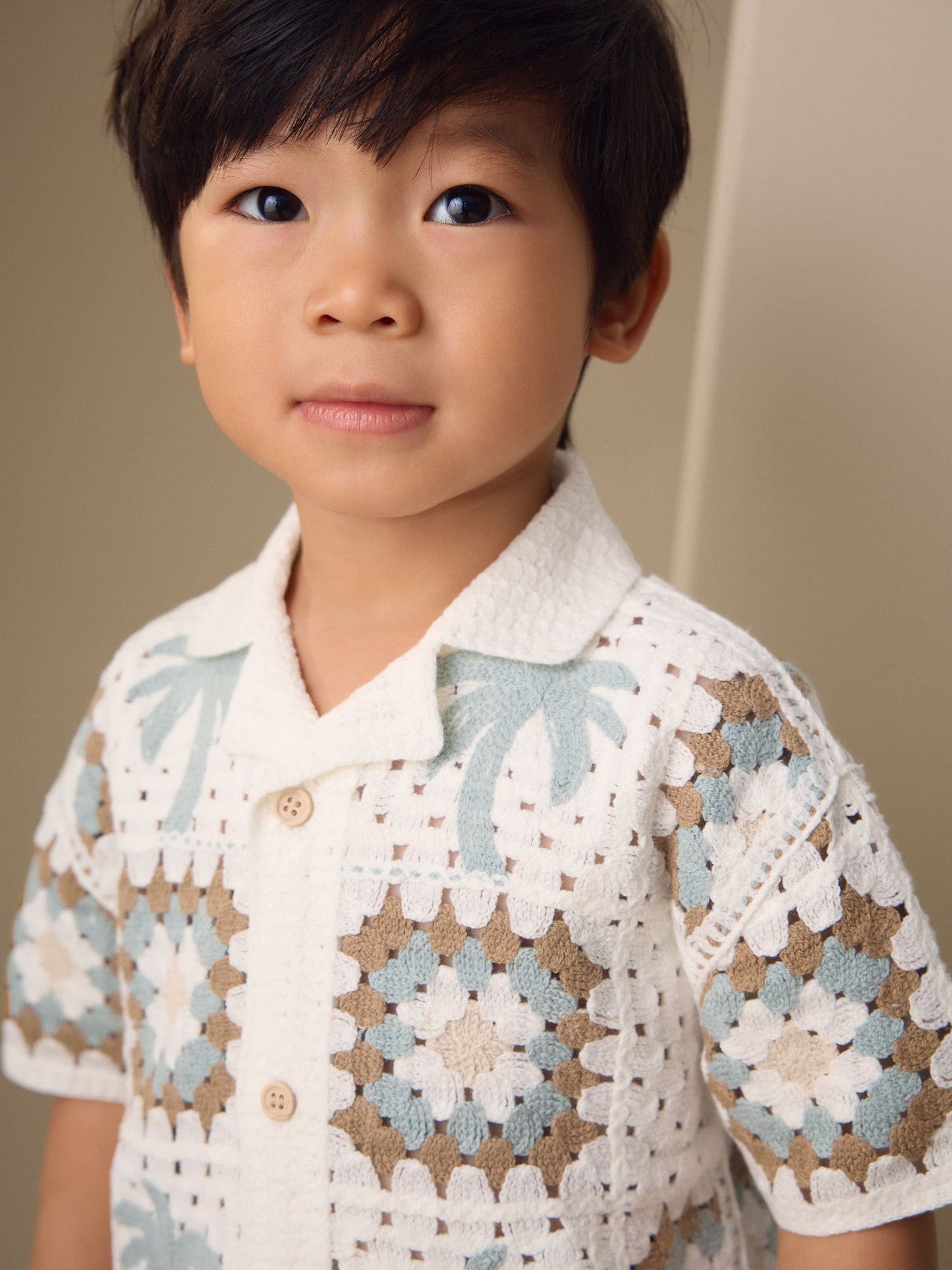 Dsiney Kidz - White Palms Crochet Knitted Short Sleeve Shirt (12mths-10yrs) image 4