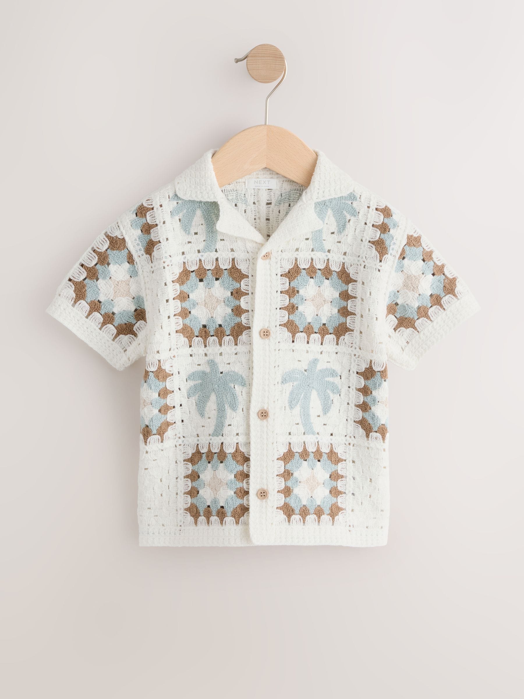 Dsiney Kidz - White Palms Crochet Knitted Short Sleeve Shirt (12mths-10yrs) image 5