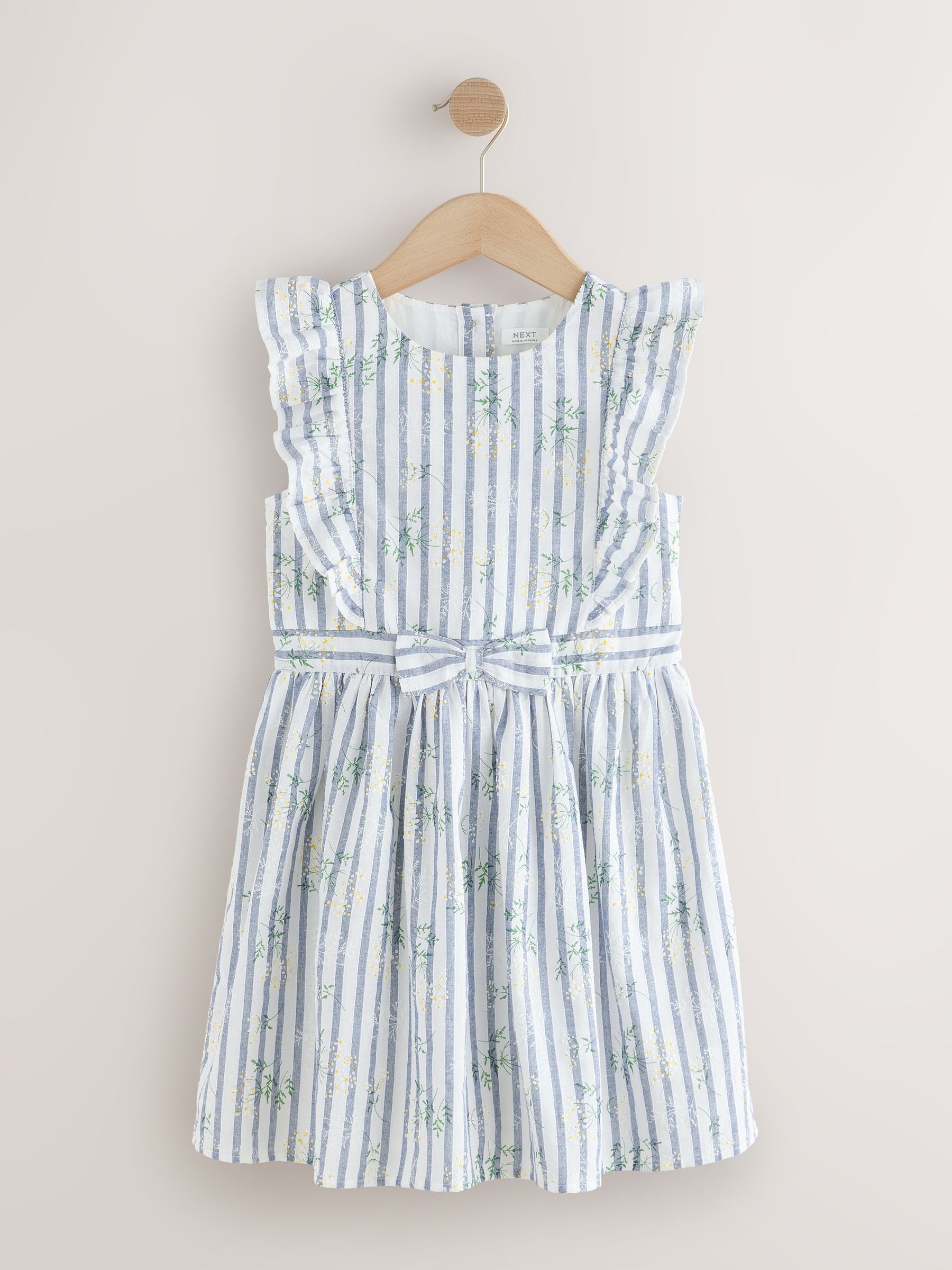 Blue Stripe Ruffle Sleeve Dress (3-16yrs) image 5