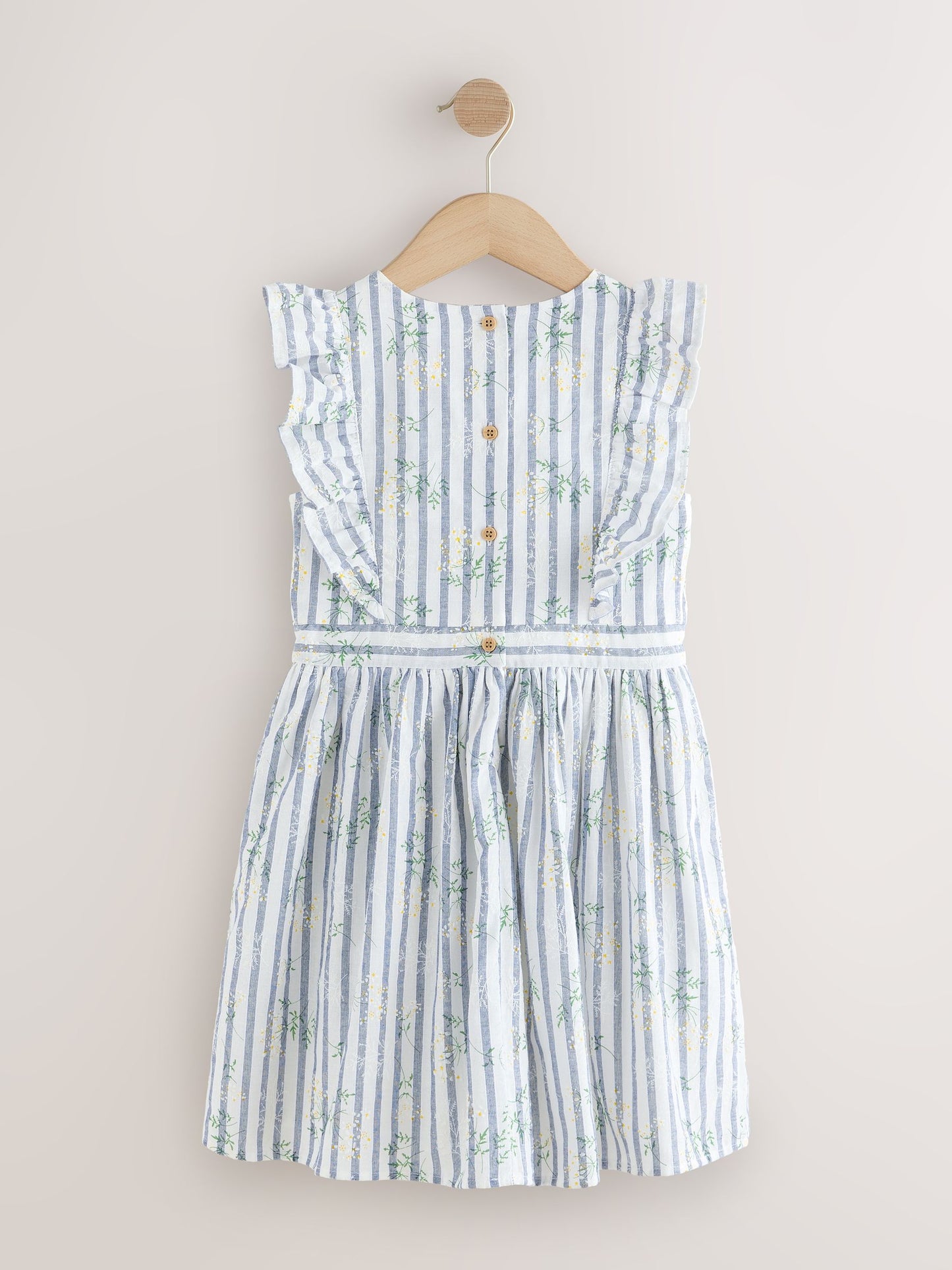 Blue Stripe Ruffle Sleeve Dress (3-16yrs) image 6