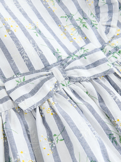 Blue Stripe Ruffle Sleeve Dress (3-16yrs) image 7