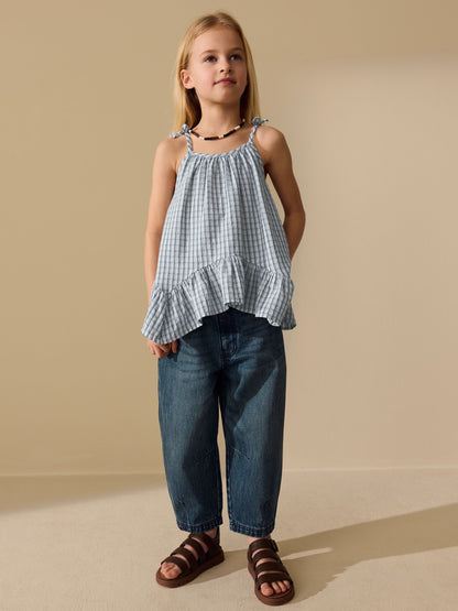 Dsiney Kidz - Blue Check Strappy Dippy Hem Blouse (3-16yrs) image 2