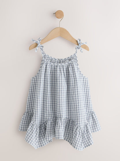 Dsiney Kidz - Blue Check Strappy Dippy Hem Blouse (3-16yrs) image 5