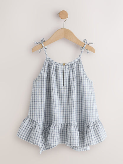 Dsiney Kidz - Blue Check Strappy Dippy Hem Blouse (3-16yrs) image 6