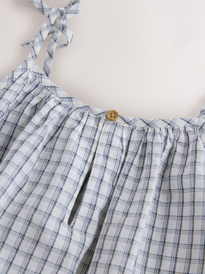 Dsiney Kidz - Blue Check Strappy Dippy Hem Blouse (3-16yrs) image 7