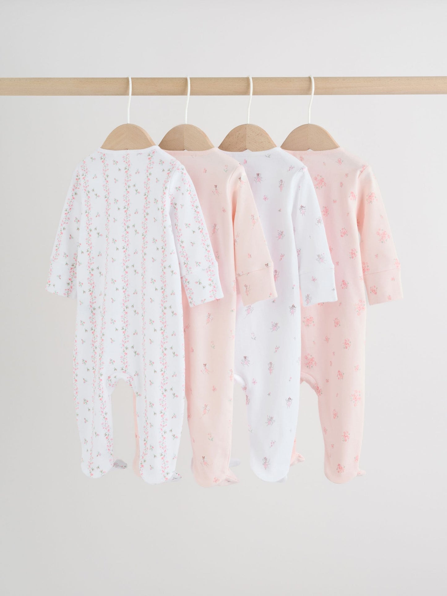 Pink Two Way Zip Baby Sleepsuit 4 Pack (0mths-2yrs) image 2