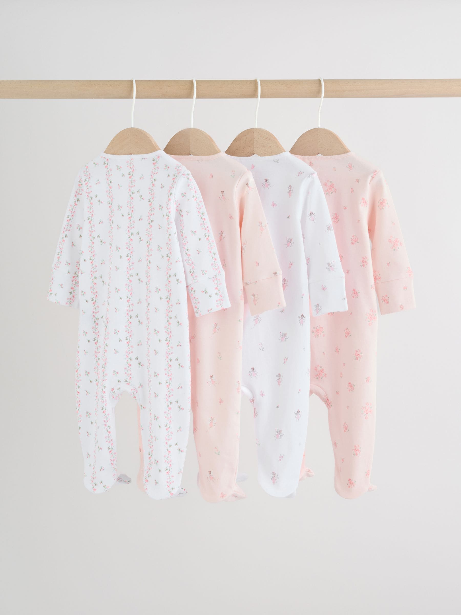 Pink Two Way Zip Baby Sleepsuit 4 Pack (0mths-2yrs) image 2