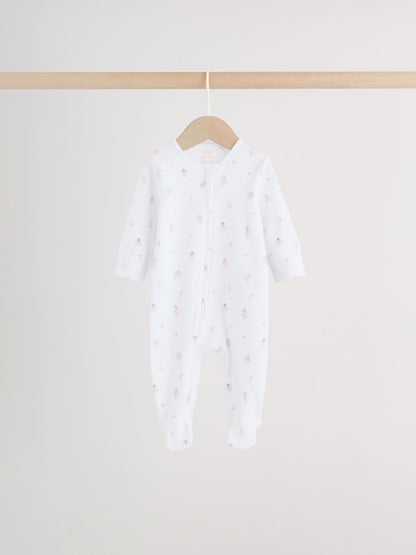Pink Two Way Zip Baby Sleepsuit 4 Pack (0mths-2yrs) image 3
