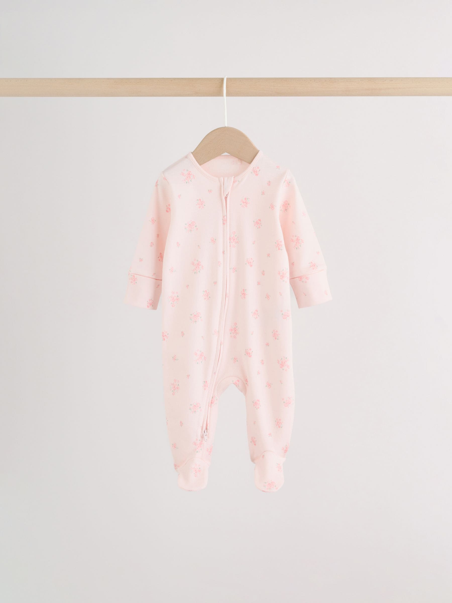 Pink Two Way Zip Baby Sleepsuit 4 Pack (0mths-2yrs) image 4