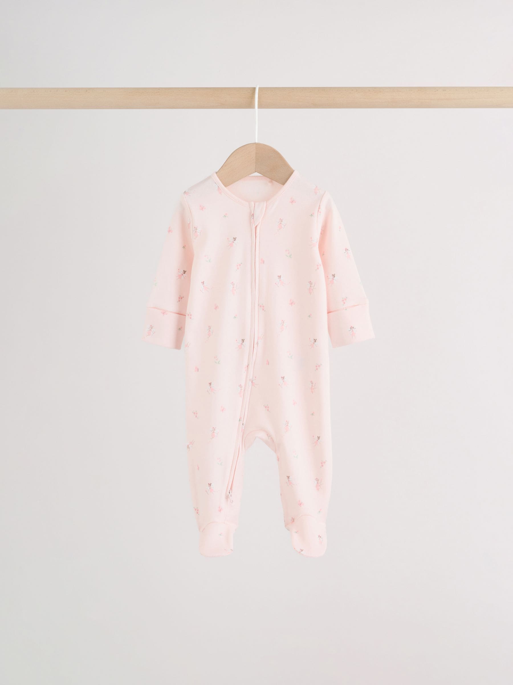 Pink Two Way Zip Baby Sleepsuit 4 Pack (0mths-2yrs) image 5