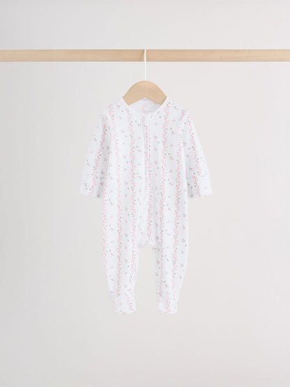 Pink Two Way Zip Baby Sleepsuit 4 Pack (0mths-2yrs) image 6