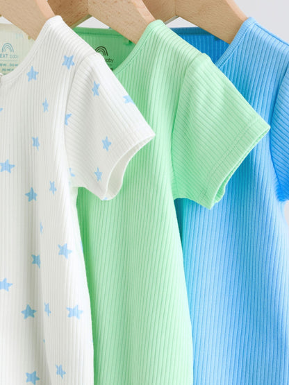 Blue Two Way Zip Baby Rompers 3 Pack (0mths-3yrs) image 7