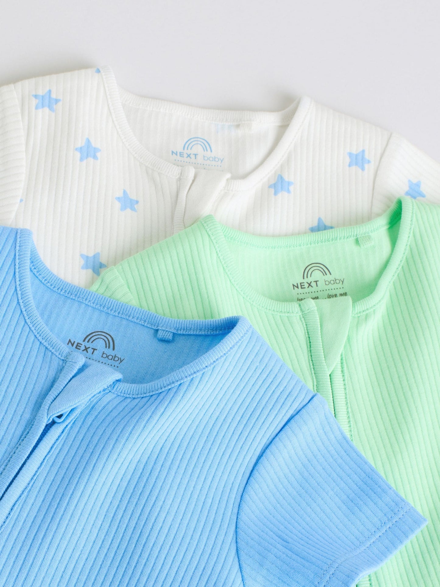 Blue Two Way Zip Baby Rompers 3 Pack (0mths-3yrs) image 8