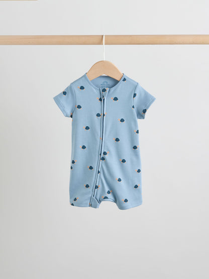 Teal Blue Two Way Zip Baby Rompers 3 Pack (0mths-3yrs) image 4