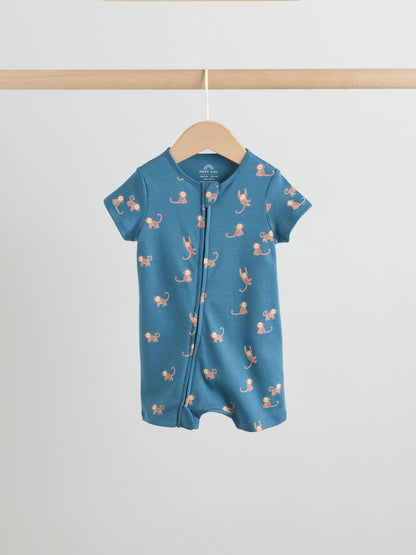 Teal Blue Two Way Zip Baby Rompers 3 Pack (0mths-3yrs) image 5