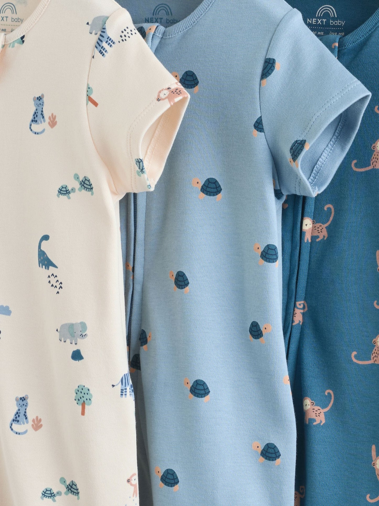 Teal Blue Two Way Zip Baby Rompers 3 Pack (0mths-3yrs) image 7